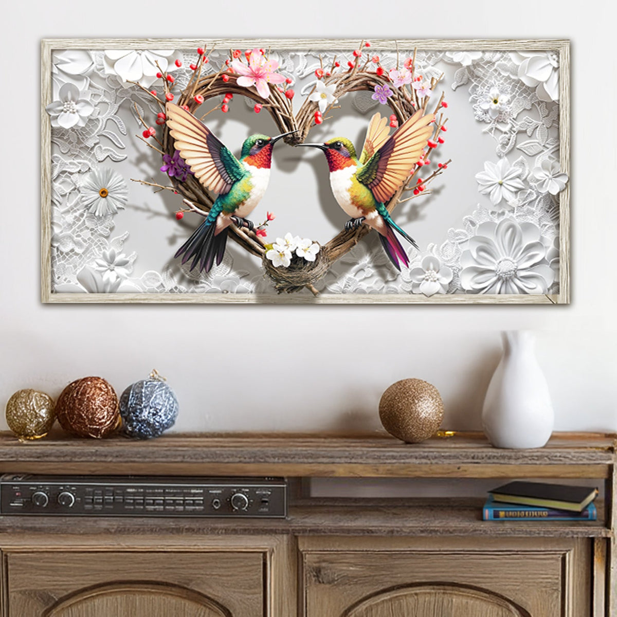 3D Hummingbirds Wall Art IV canvas by Tailored Canvases, view 3