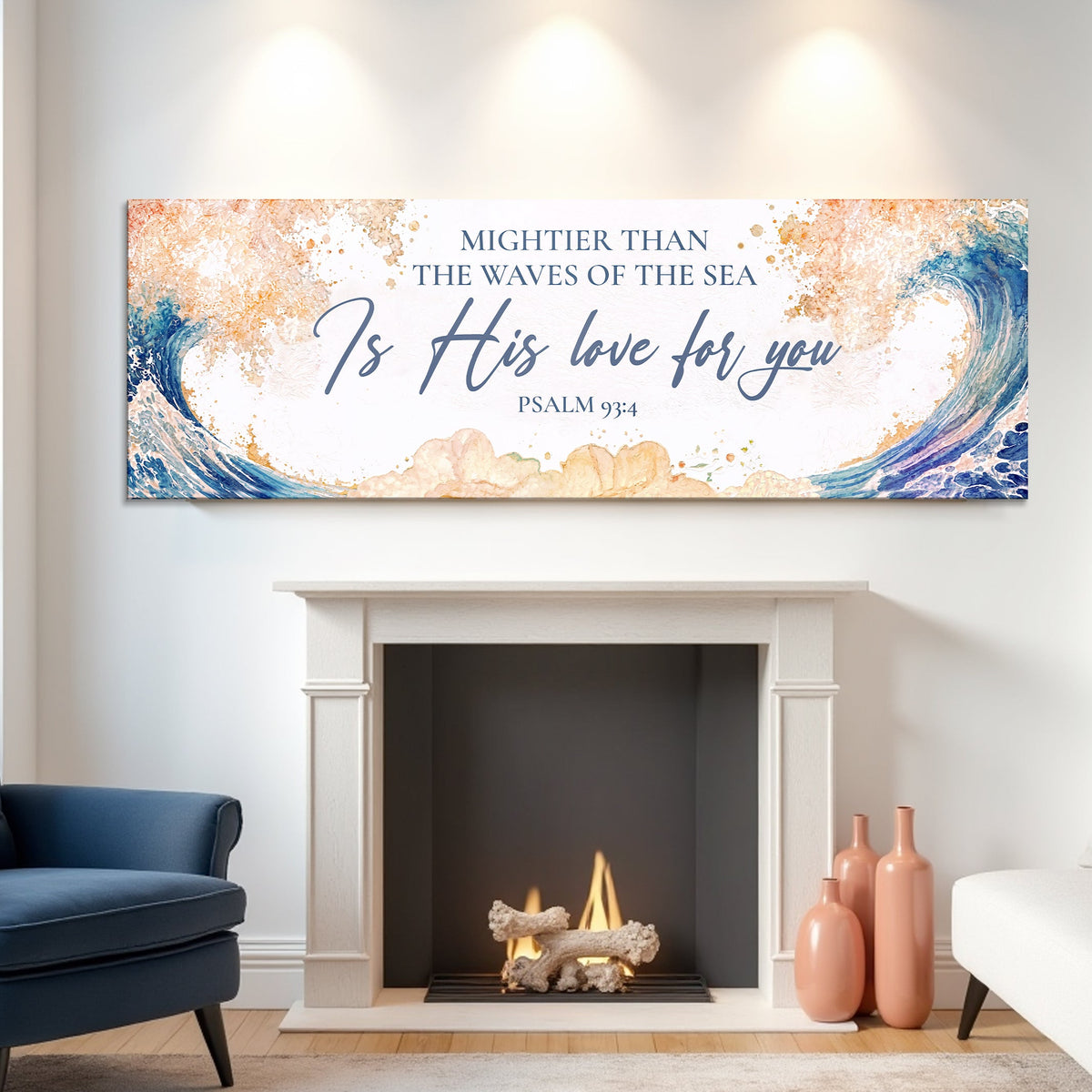 Mightier Than the Waves of the Sea Psalm 93:4 Faith Sign IV by Tailored Canvases