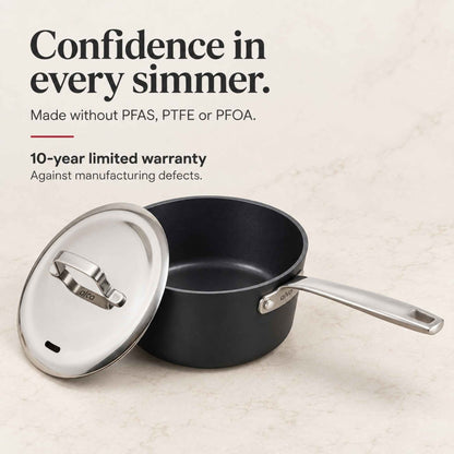 Ceramic Nonstick Saucepan with Lid, 2-Qt by Alva Cookware