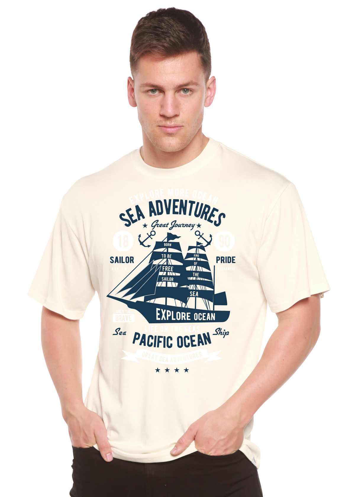 Sea Adventures men's bamboo graphic T-shirt – view 3