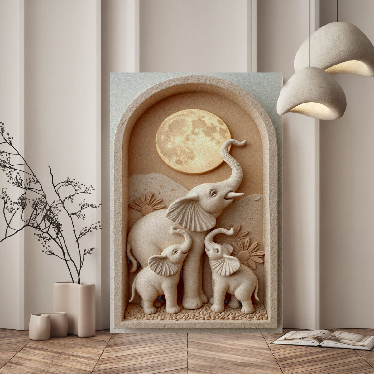 Elephant Harmony Wall Art by Tailored Canvases