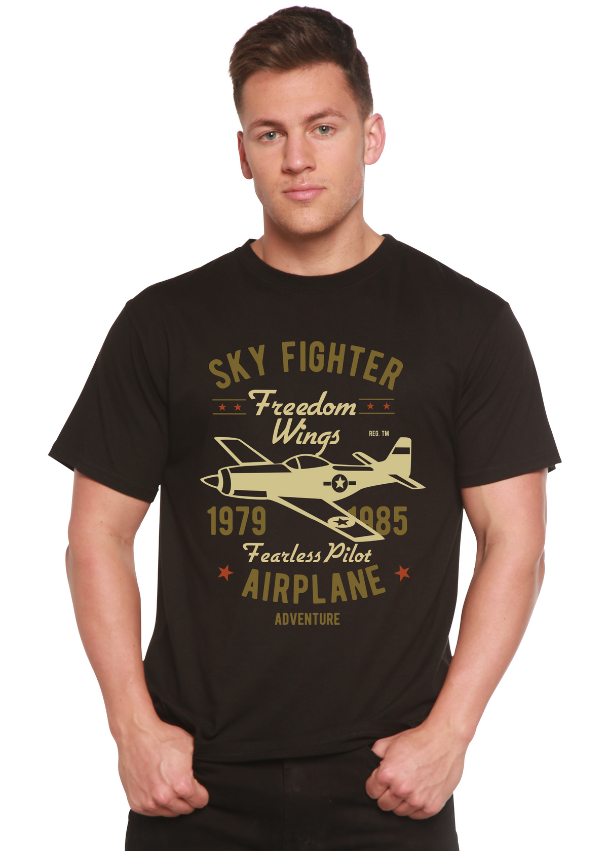 Sky Fighter men's short sleeve graphic T-shirt in bamboo viscose and organic cotton