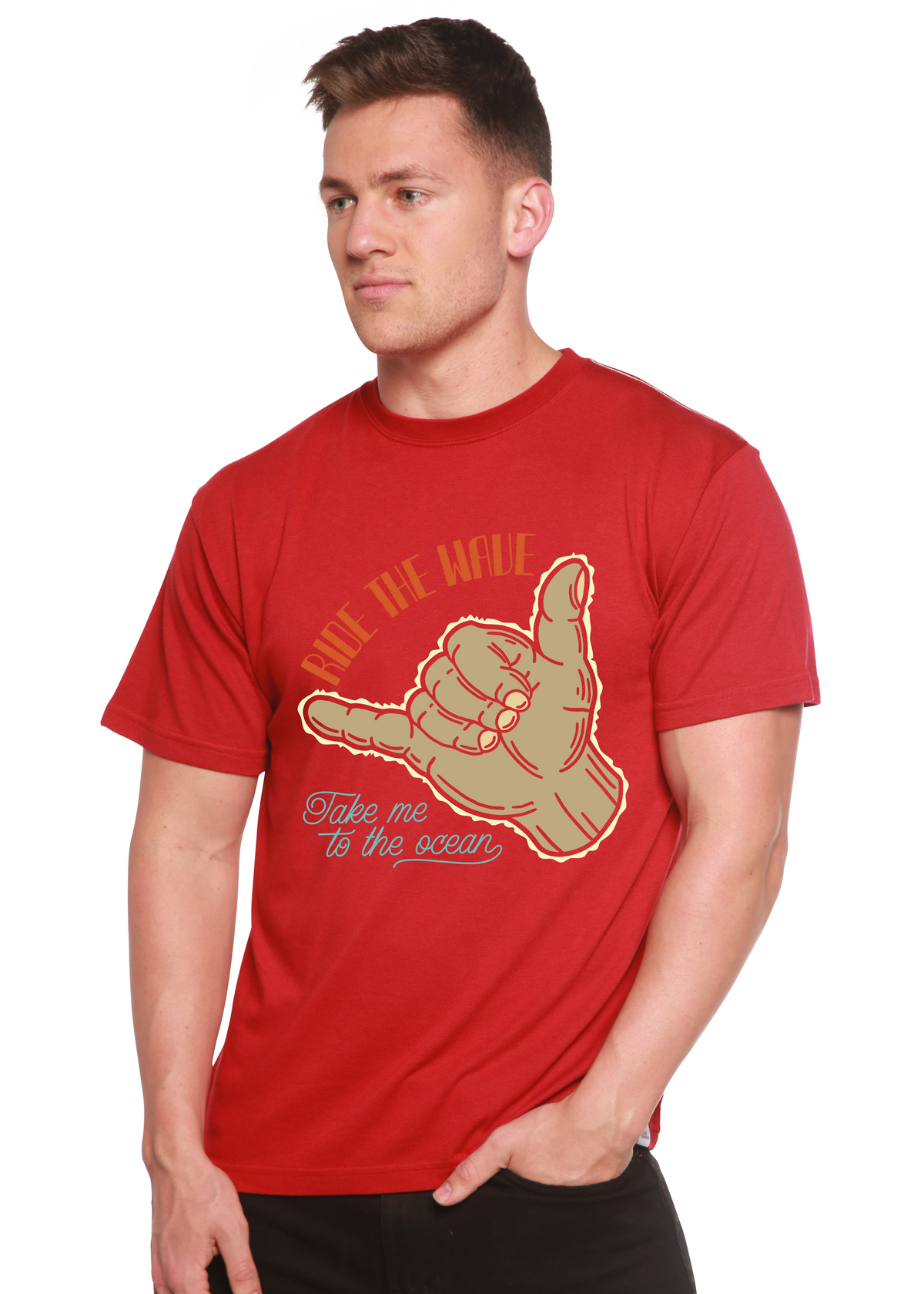 Ride the Wave men's bamboo graphic T-shirt – view 6