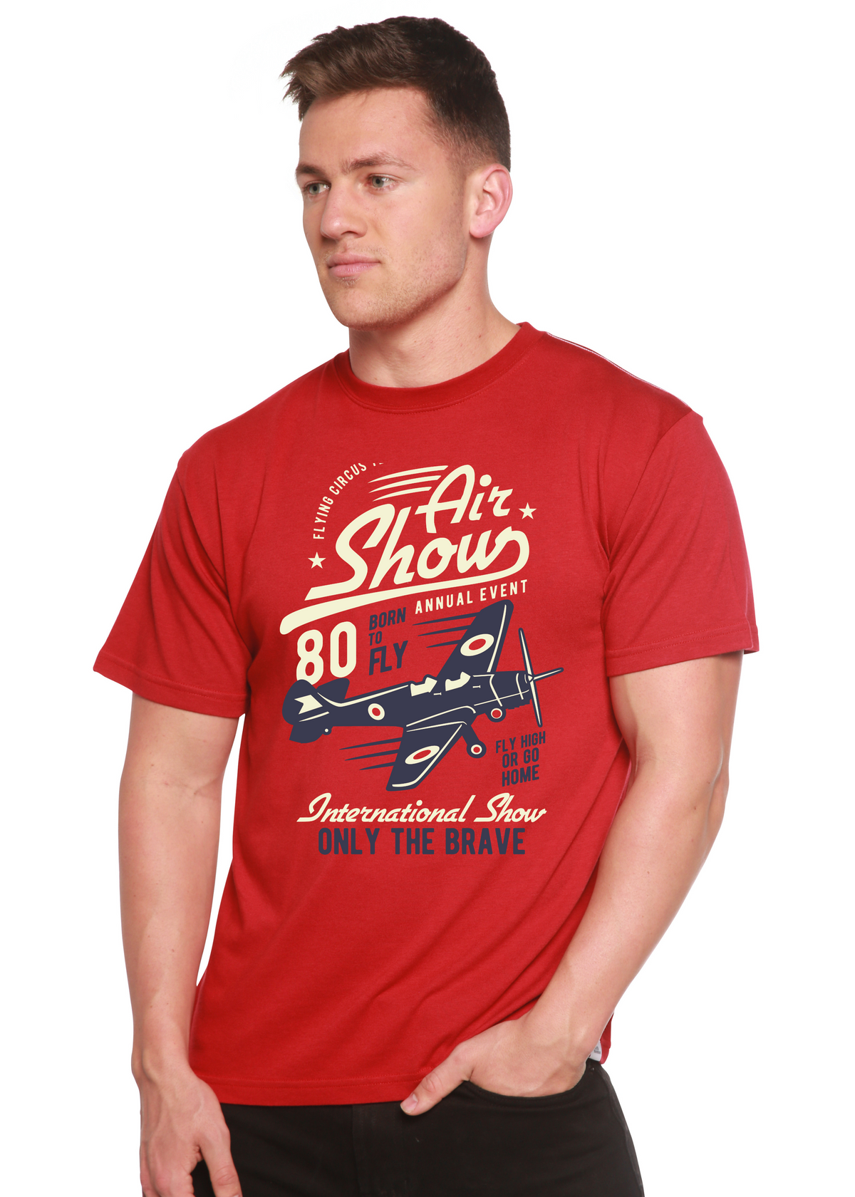 Air Show men's short sleeve graphic T-shirt in bamboo viscose and organic cotton