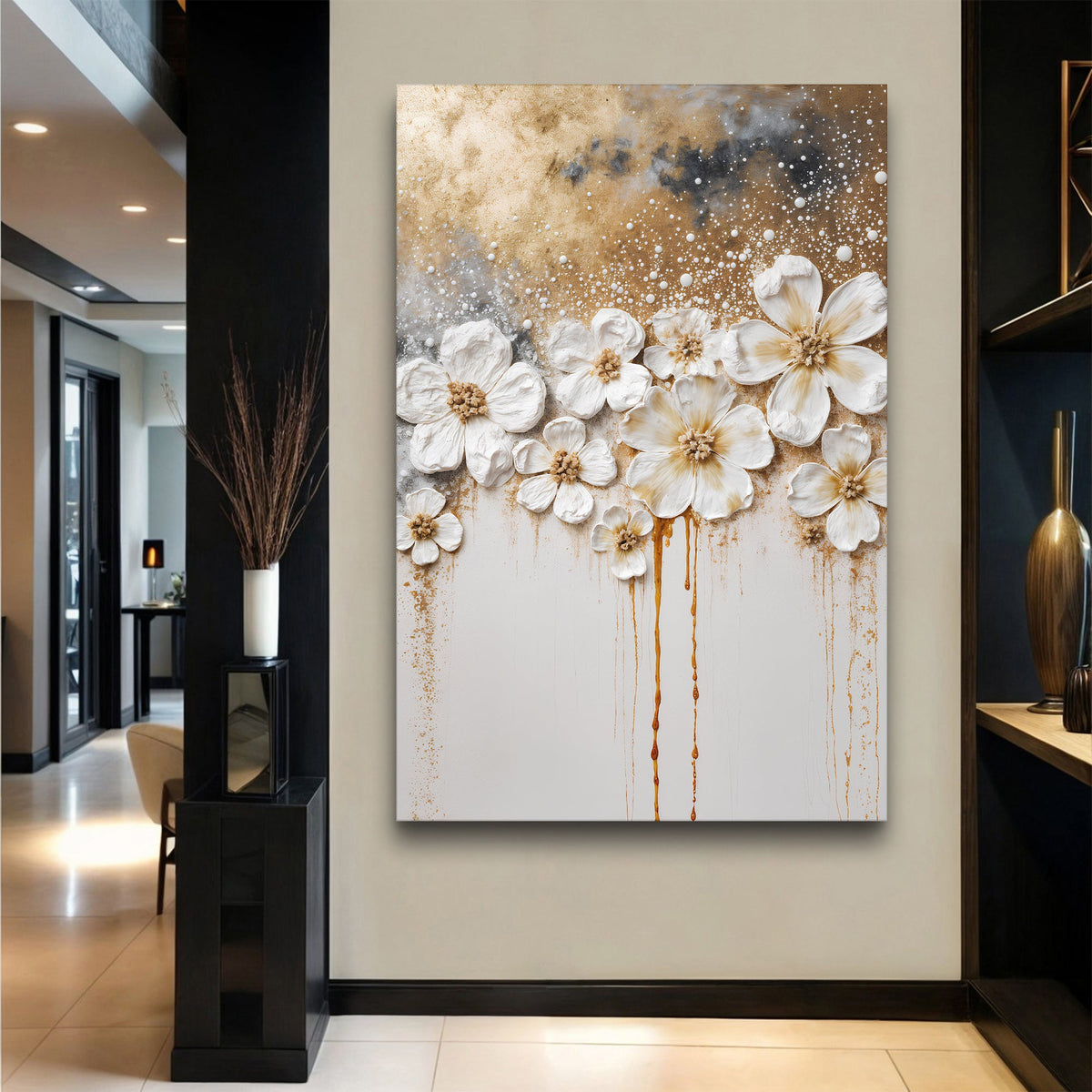 Gold Floral Wall Art by Tailored Canvases