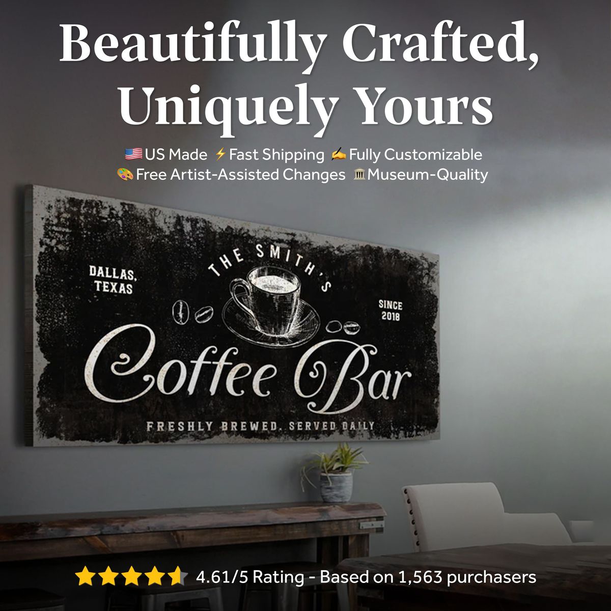 Coffee Bar Sign by Tailored Canvases