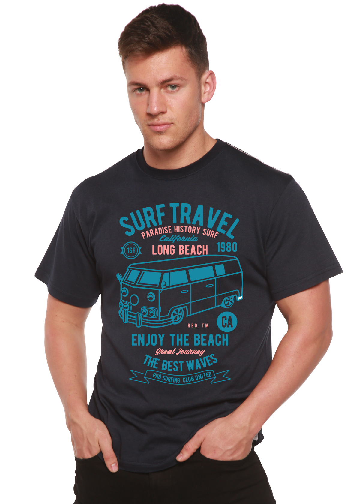 Surf Travel men's bamboo graphic T-shirt – view 5