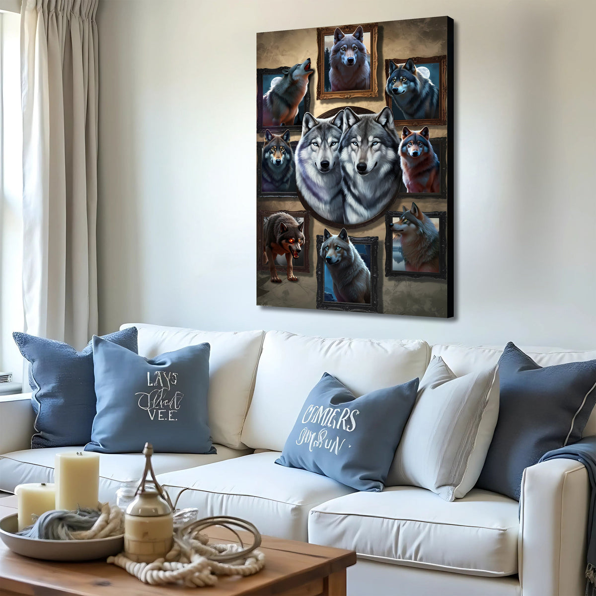 3D Wolf Collage Wall Art canvas by Tailored Canvases, view 4