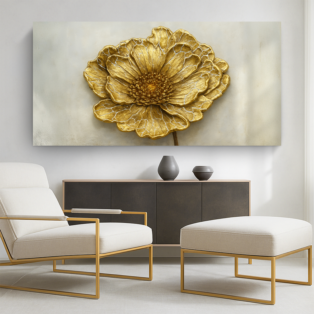 Golden Dandelion Minimalist Abstract Wall Art VI by Tailored Canvases