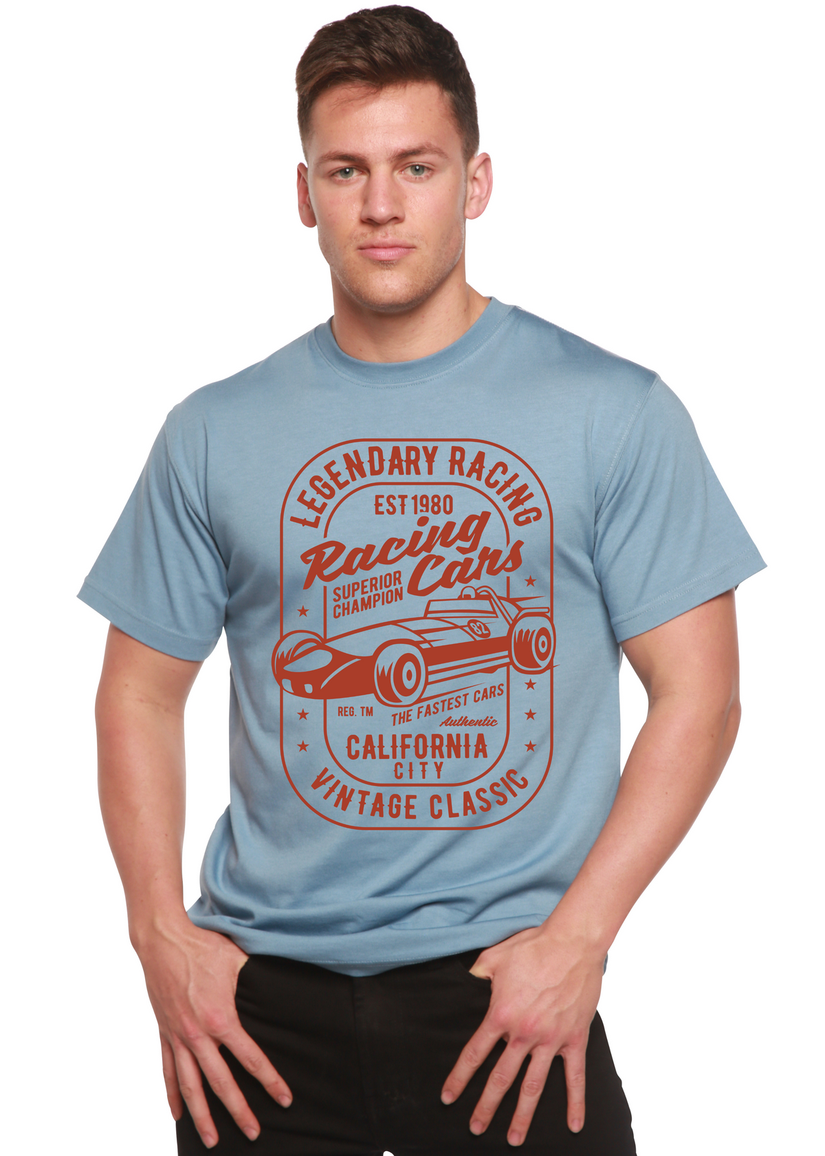 Legendary Racing Cars men's bamboo graphic T-shirt – view 3
