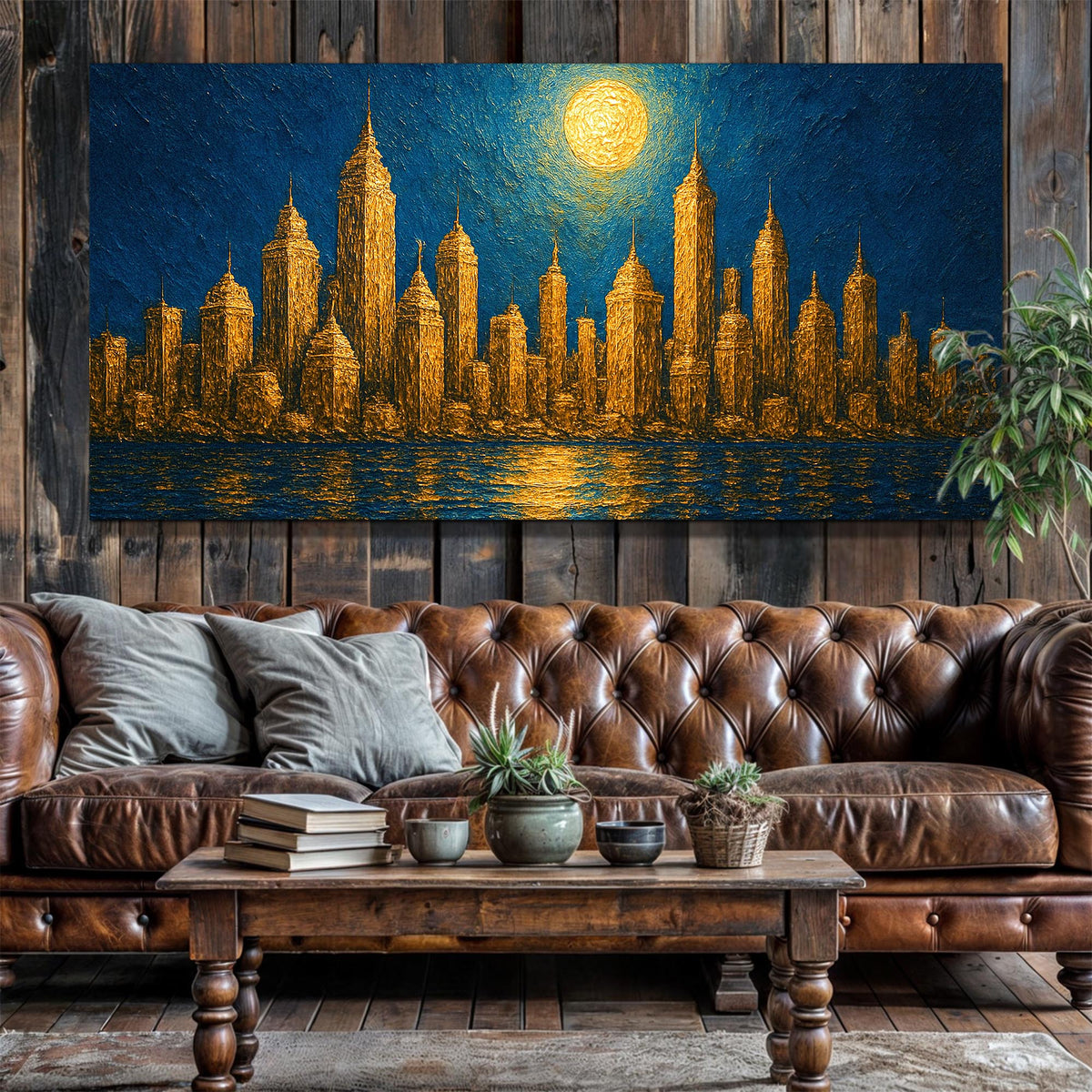 Golden Metropolis Cityscape Impasto Wall Art by Tailored Canvases