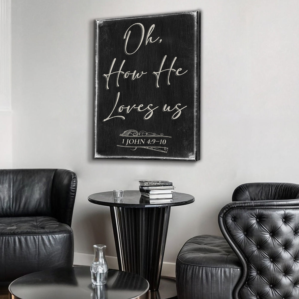 1 John 4:9-10 Oh How He Loves Us canvas wall sign by Tailored Canvases, view 3