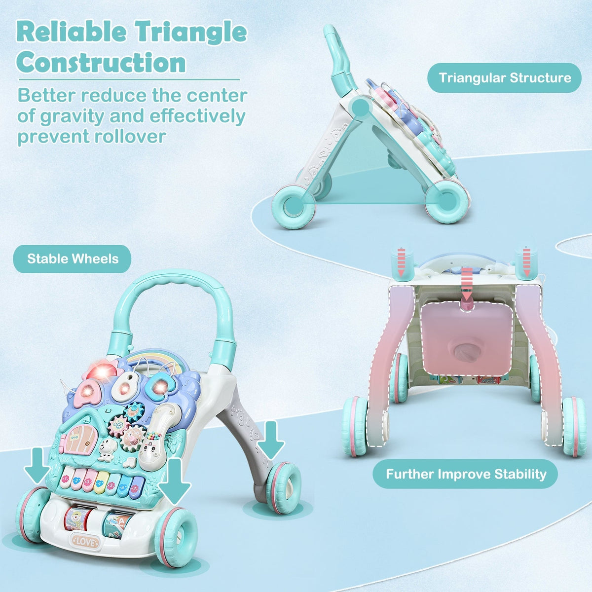 Baby Sit-to-Stand Learning Walker Toddler Musical Toy by GBruno Store