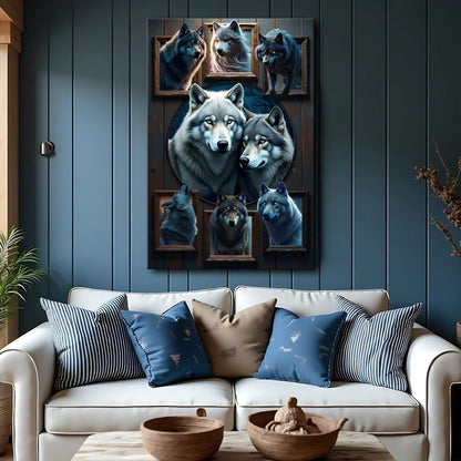 3D Wolf Collage Wall Art II canvas by Tailored Canvases, view 2