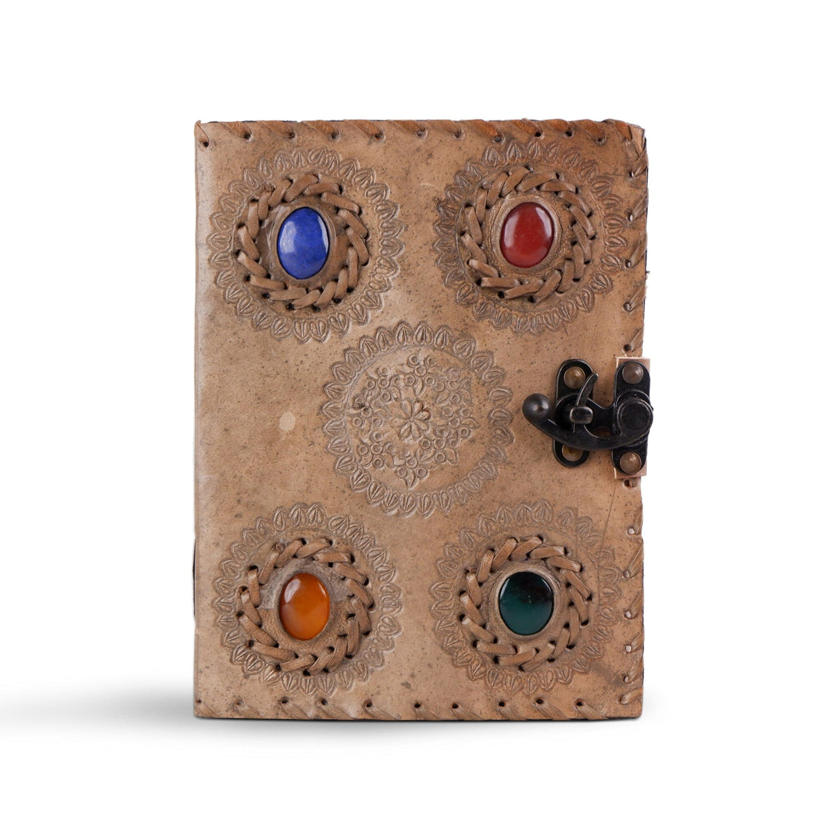 Handcrafted Vintage 4 Stone Leather Diary by Classy Leather Bags