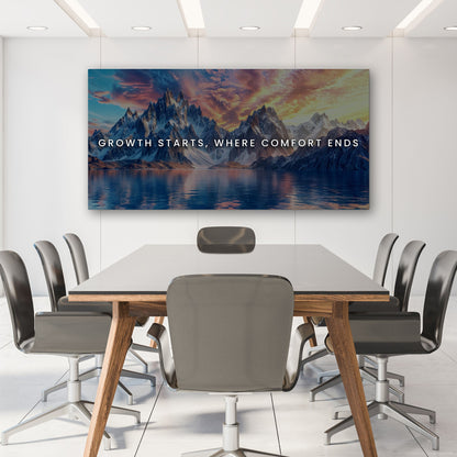 Growth Starts Where Comfort Ends Motivational Wall Sign by Tailored Canvases