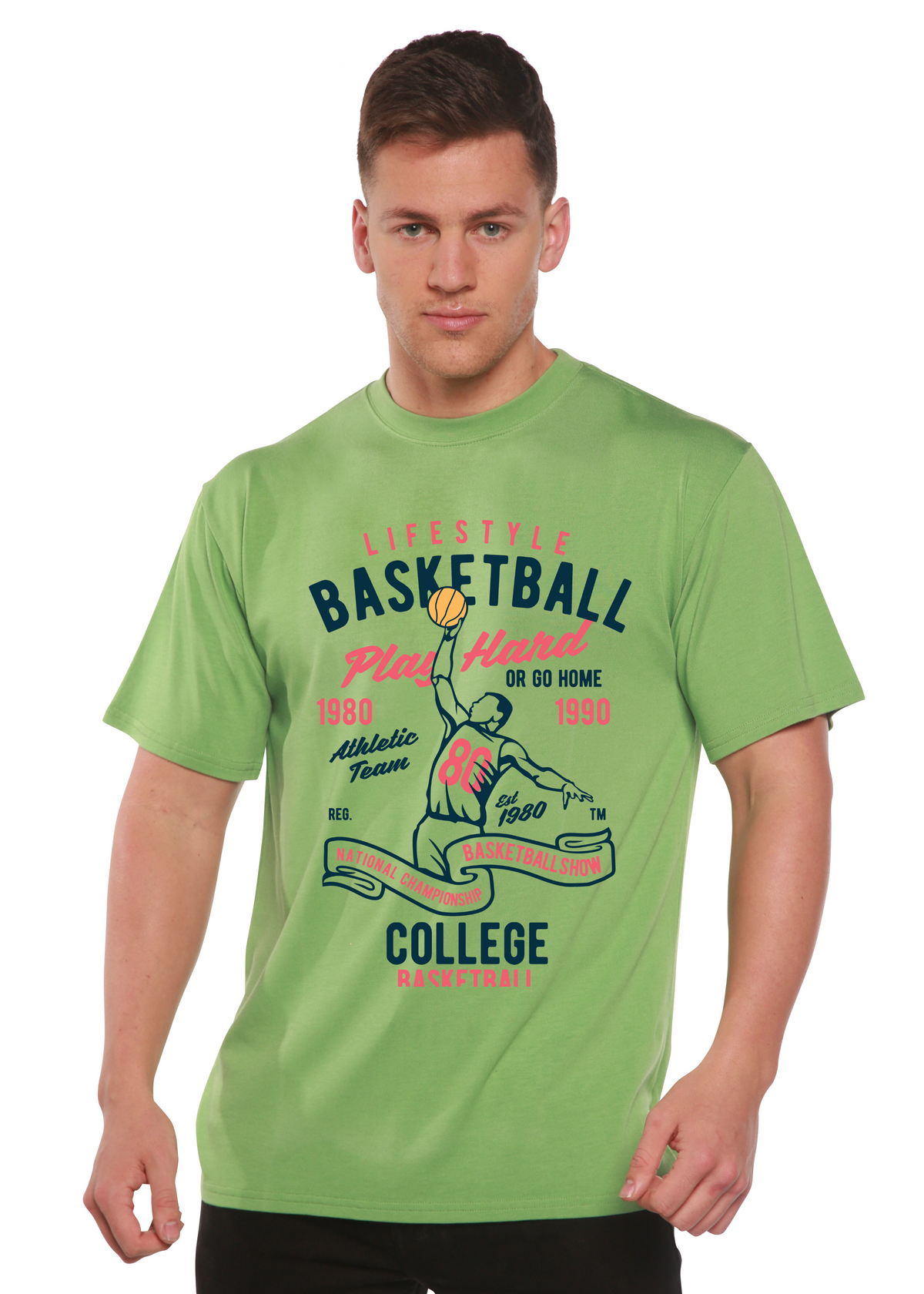Life Style Basketball men's bamboo graphic T-shirt – view 3