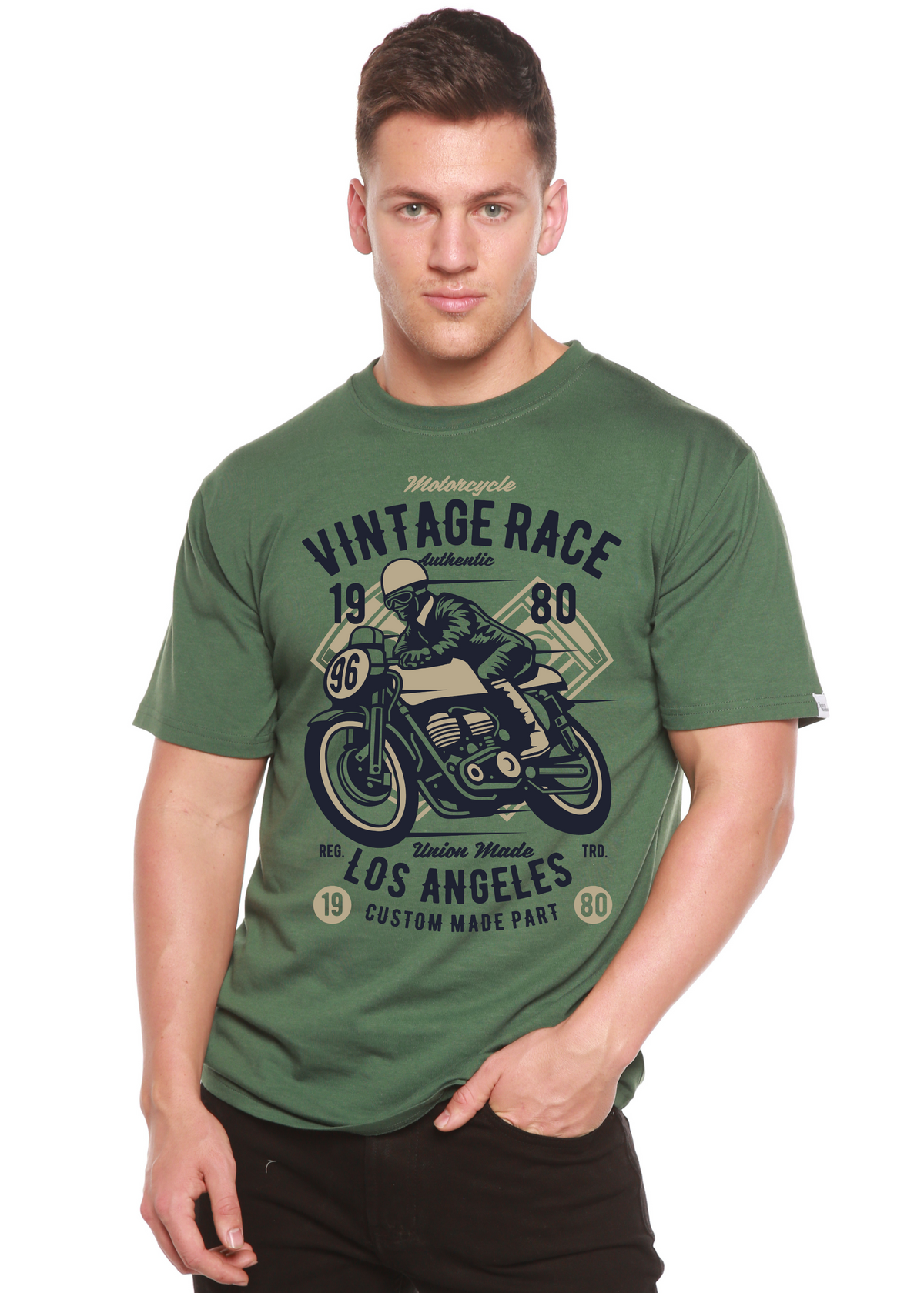 Vintage Race men's bamboo graphic T-shirt – view 4