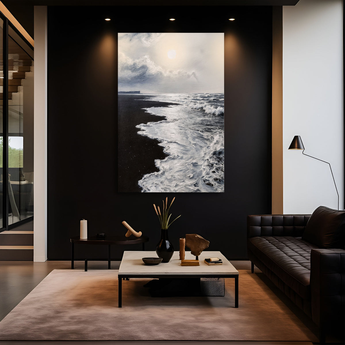 Black & White Waves Abstract Wall Art by Tailored Canvases