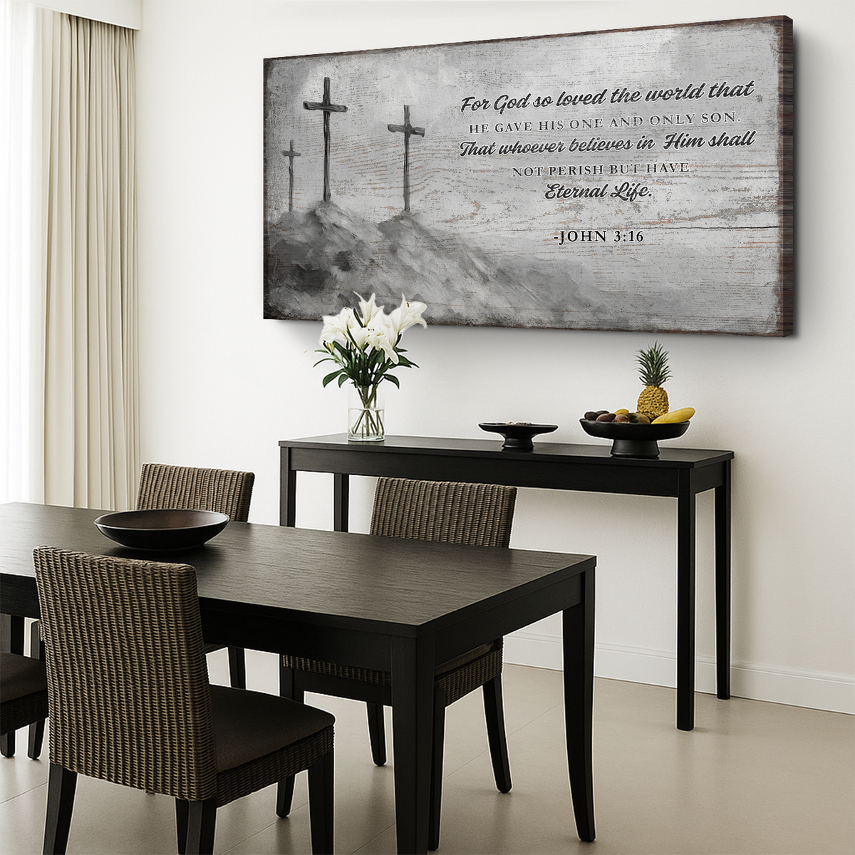 John 3:16: For God So Loved The World Faith Sign VIII by Tailored Canvases