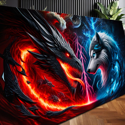 3D Dragon and Wolf Wall Art VI canvas by Tailored Canvases, view 5