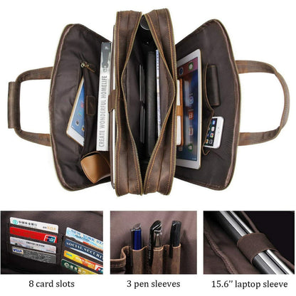 Crazy Horse Leather Briefcase by Classy Leather Bags
