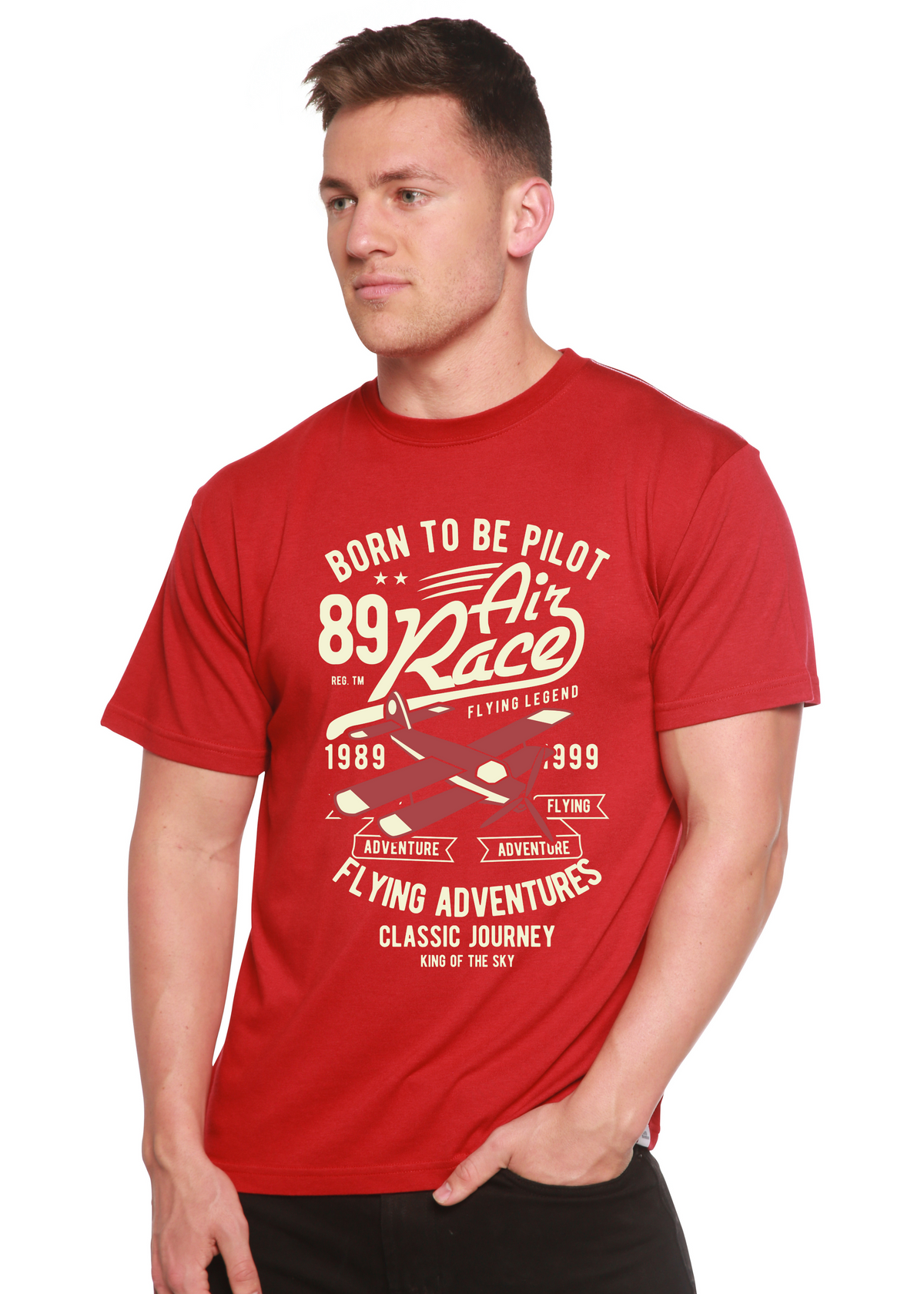 Born to Be Pilot men's bamboo graphic T-shirt – view 3