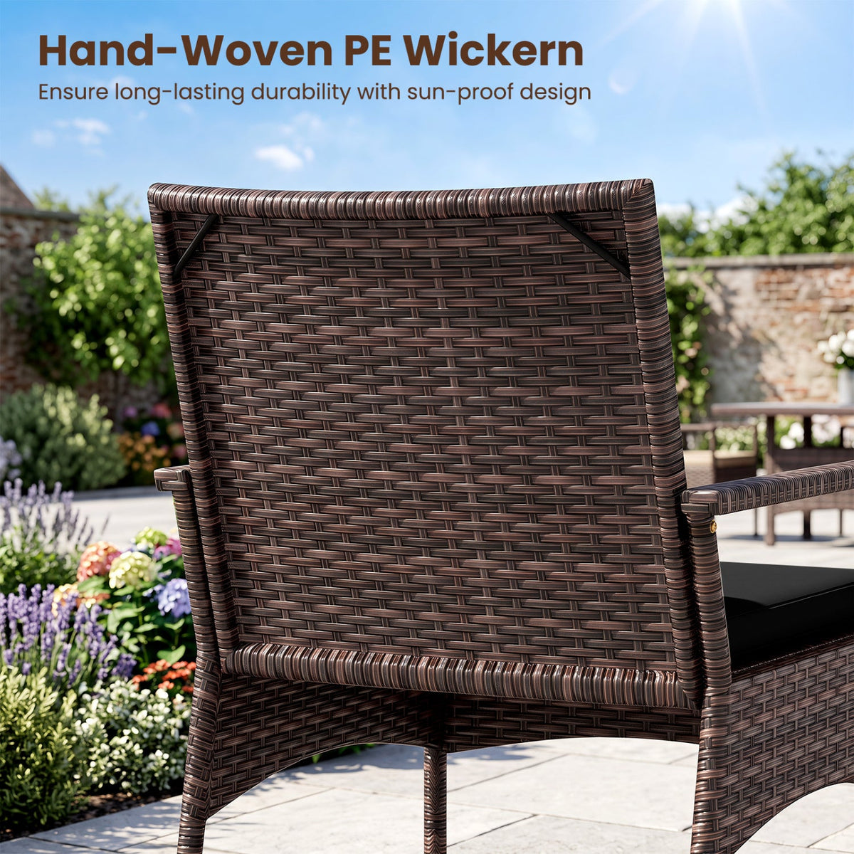 3-piece PE wicker rocking bistro set with cushions and side table by DirectDeals, view 8