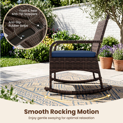 3-piece PE wicker rocking bistro set with cushions and side table by DirectDeals, view 15