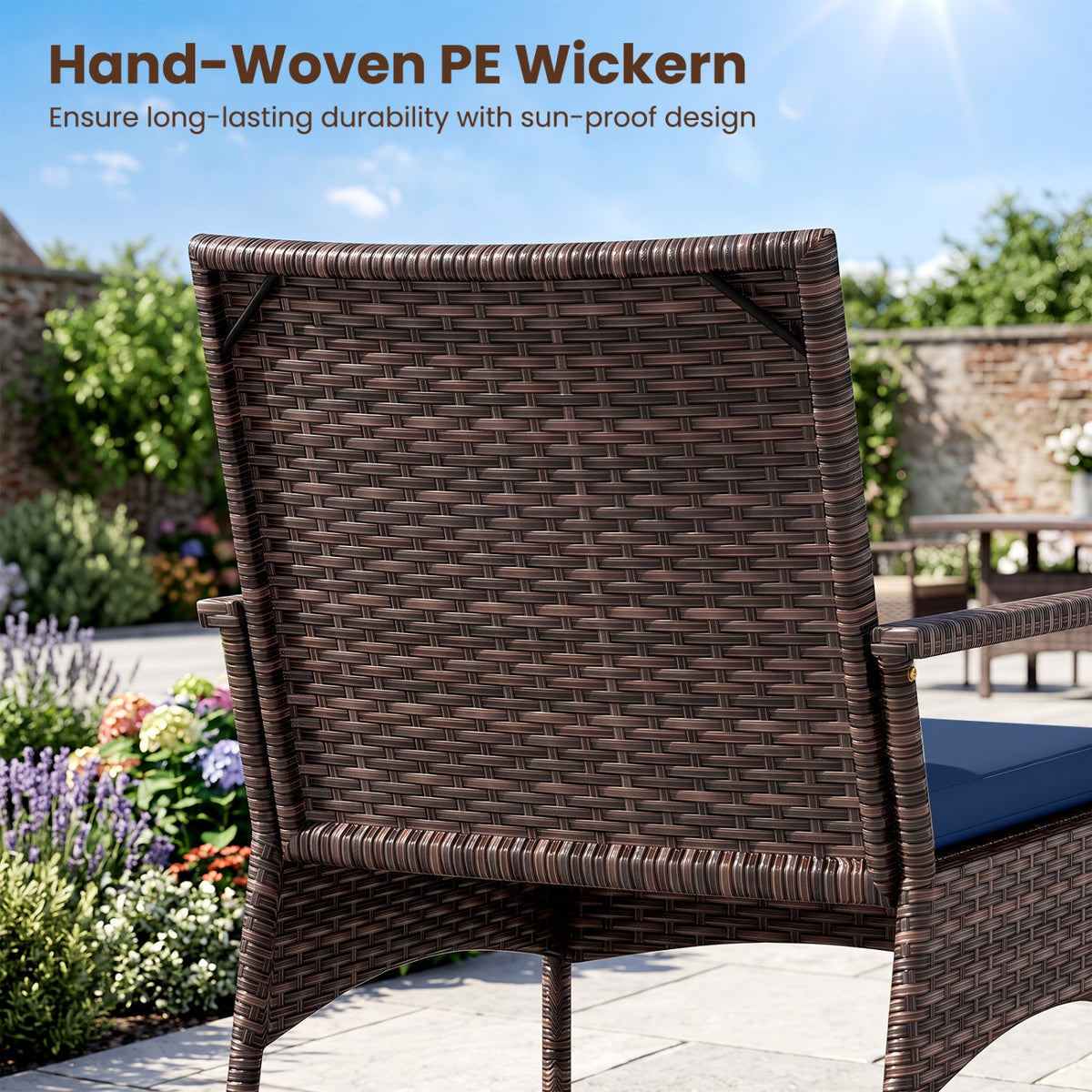 3-piece PE wicker rocking bistro set with cushions and side table by DirectDeals, view 16