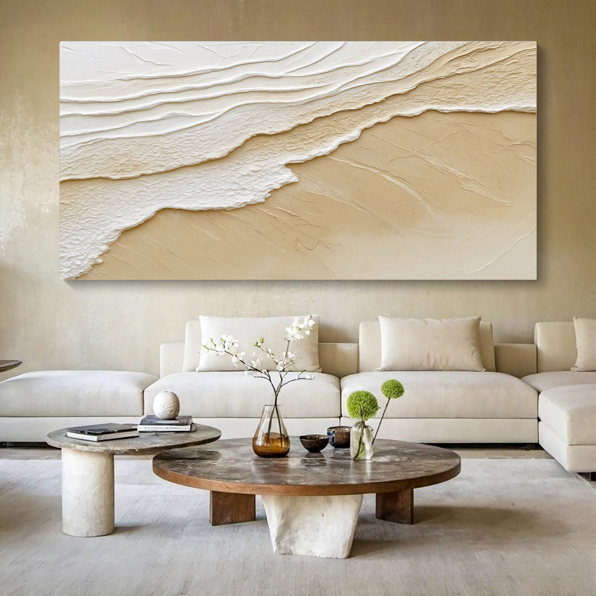 Neutral Ocean Waves Wall Art by Tailored Canvases