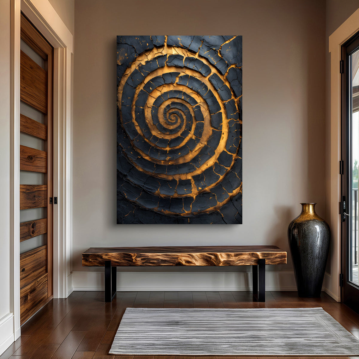 Black and Gold Spiral Wall Art by Tailored Canvases