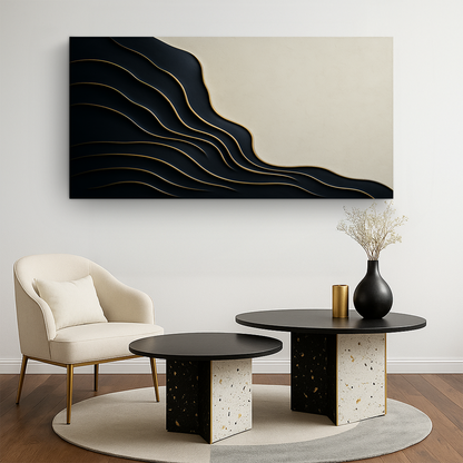 Black and Gold Minimalist Abstract Wall Art by Tailored Canvases