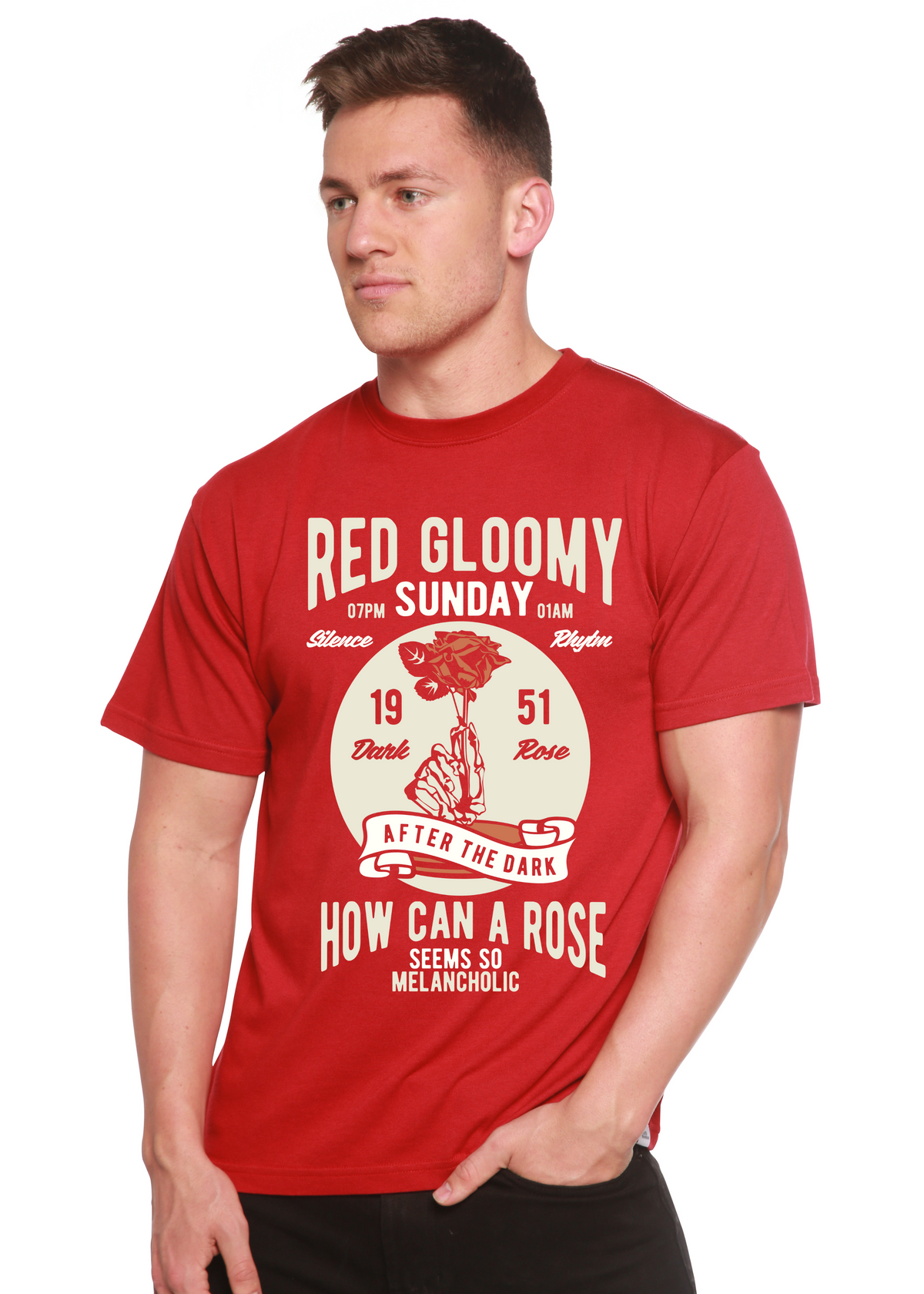 Red Gloomy men's bamboo graphic T-shirt – view 3