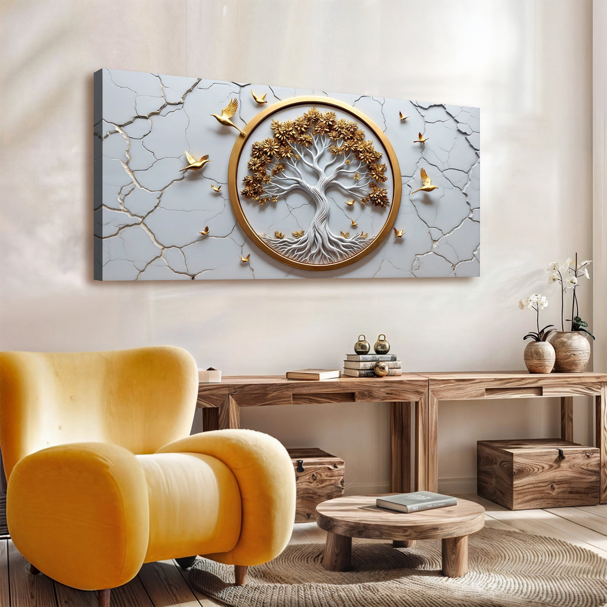 3D Celtic Tree of Life Wall Art, White canvas by Tailored Canvases, view 3