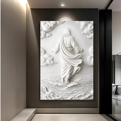 3D Minimalist Jesus Walking on Water Wall Art canvas by Tailored Canvases, view 2