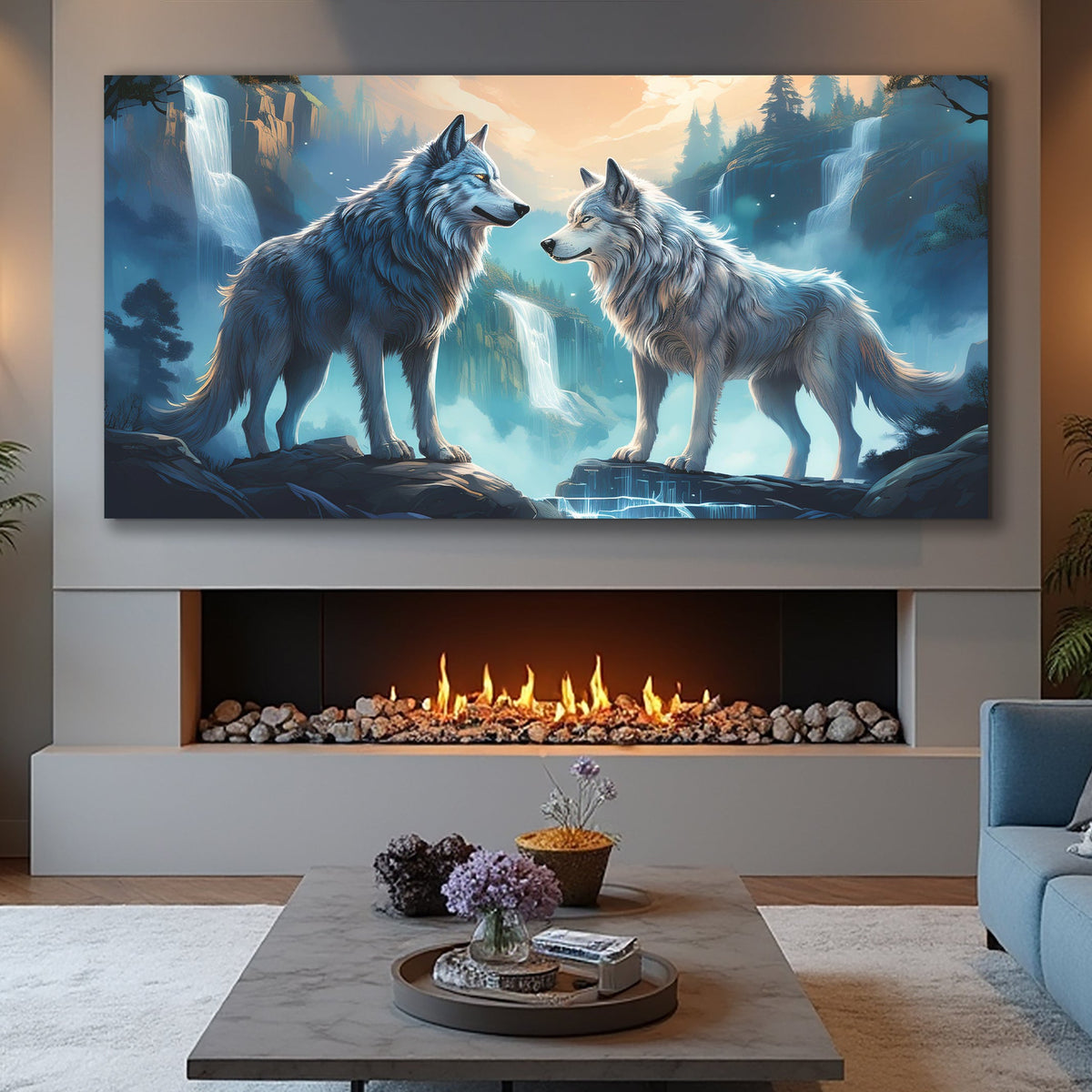 3D Wolves Wall Art IV canvas by Tailored Canvases, view 3
