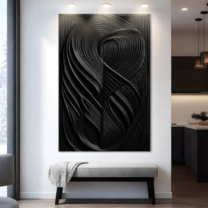 Modern Black Waves Wall Art by Tailored Canvases