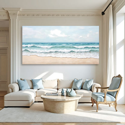 Serene Ocean Wave Coastal Wall Art by Tailored Canvases