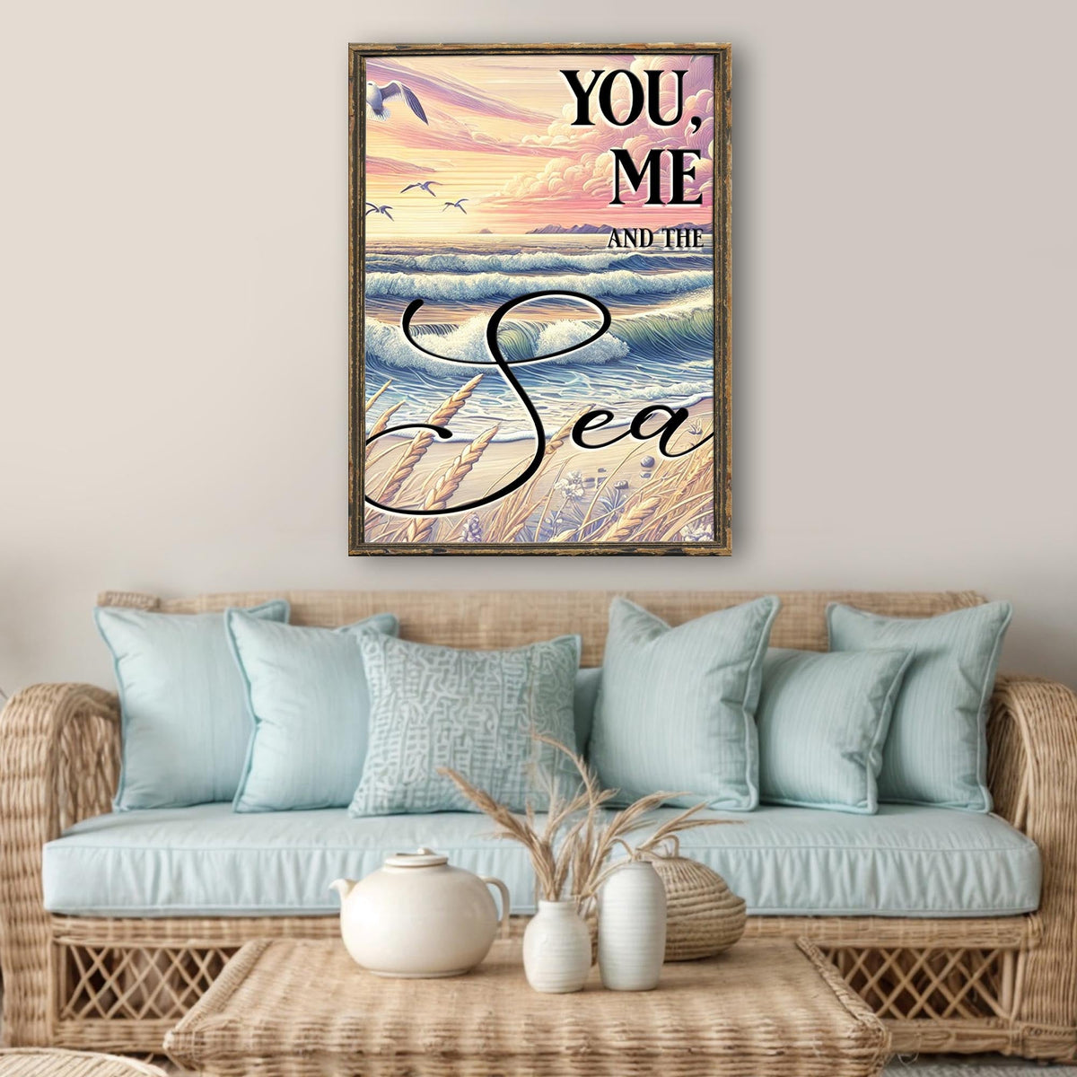 You Me and the Sea Coastal Sign by Tailored Canvases
