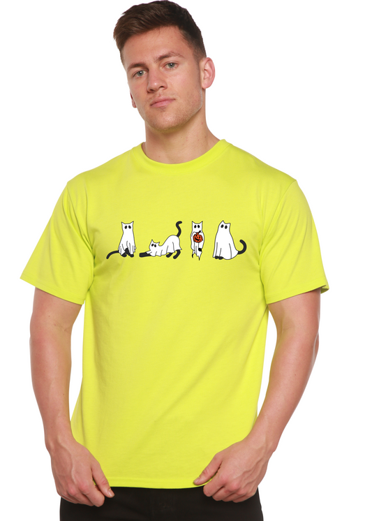 Halloween Cats men's short sleeve graphic T-shirt in bamboo viscose and organic cotton