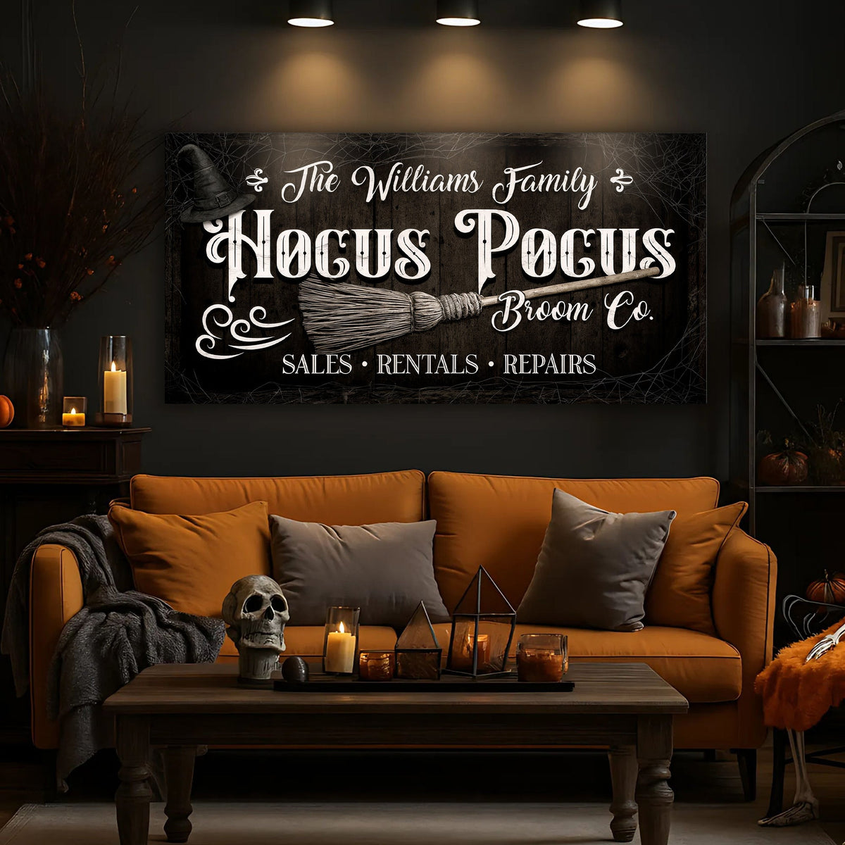 Personalized Hocus Pocus Broom Co. Wall Sign by Tailored Canvases