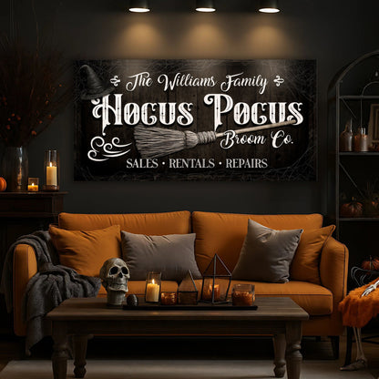 Personalized Hocus Pocus Broom Co. Wall Sign by Tailored Canvases