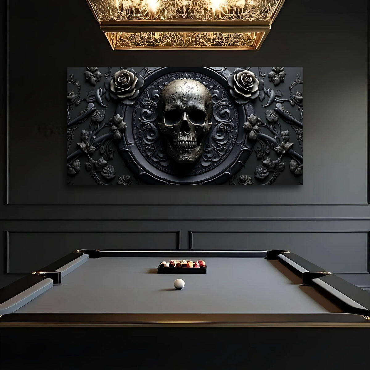 3D Rose and Skull Wall Art VI canvas by Tailored Canvases, view 3