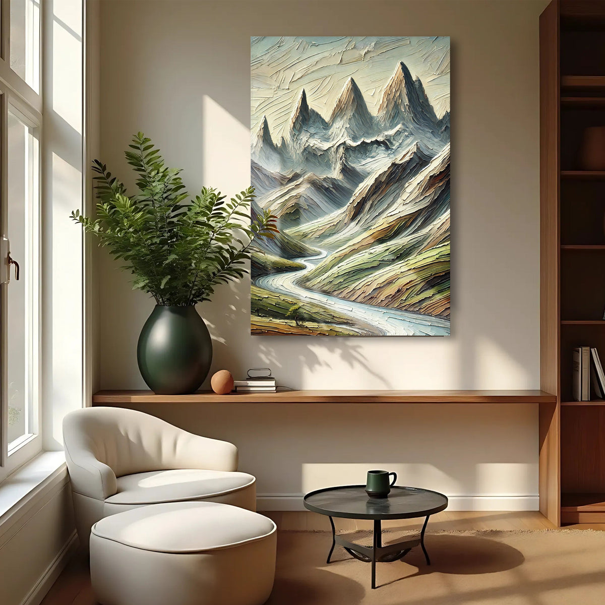 Abstract Mountain and River Landscape Wall Art II by Tailored Canvases