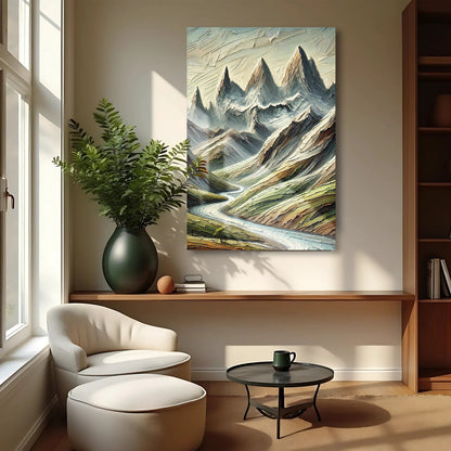 Abstract Mountain and River Landscape Wall Art II by Tailored Canvases