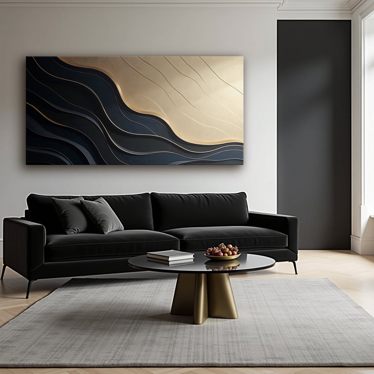 Black And Gold Minimalist Abstract VII by Tailored Canvases
