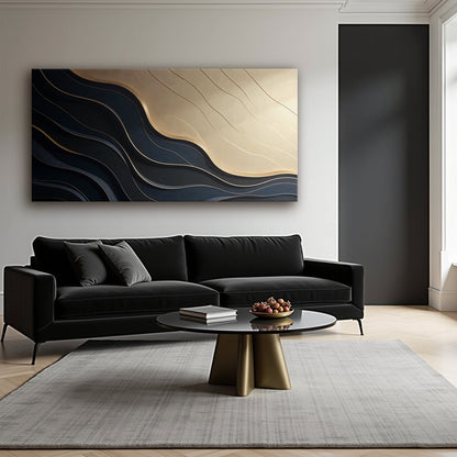 Black And Gold Minimalist Abstract VII by Tailored Canvases