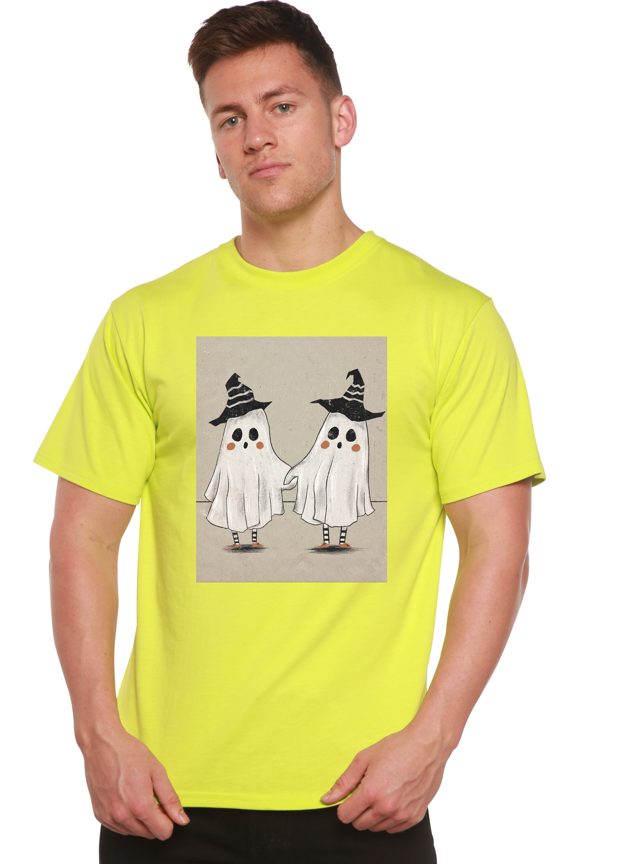 Cute Ghost men's short sleeve graphic T-shirt in bamboo viscose and organic cotton