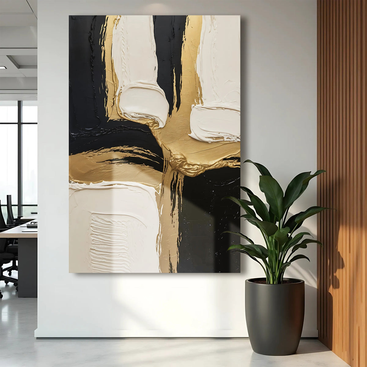 Black White and Gold Wall Art by Tailored Canvases